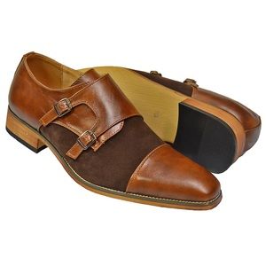 UV Signature Men's Oxford Strap Microsuede Cognac Brown Captoe Dress Shoes 9.5